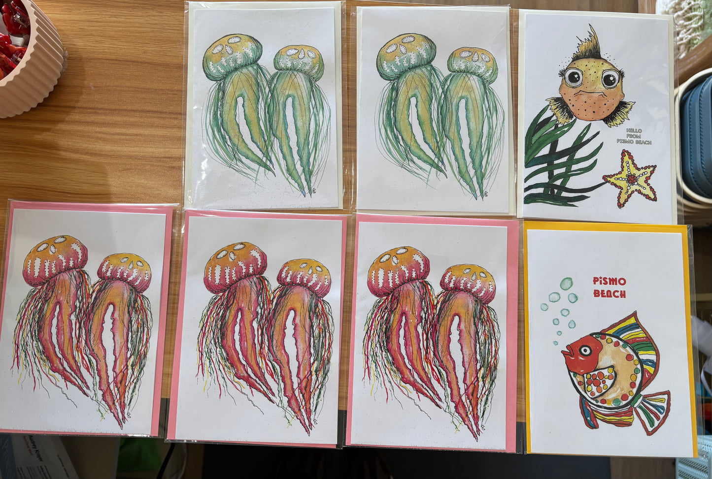 Hand painted sea creature cards - Designs by Cindy