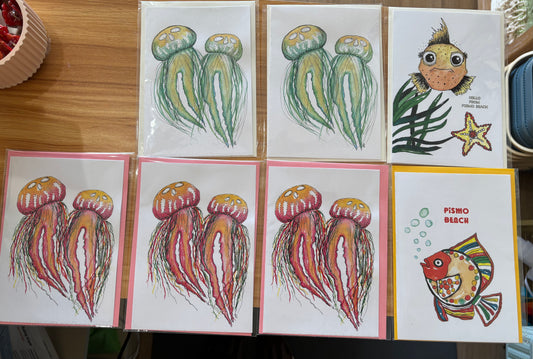 Hand painted sea creature cards - Designs by Cindy