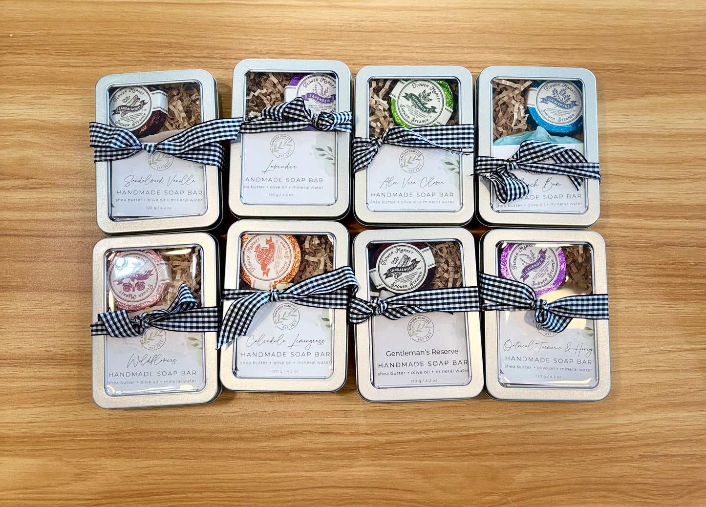 Handmade Soap & Shower Steamer Gift Set in Decorative Tin