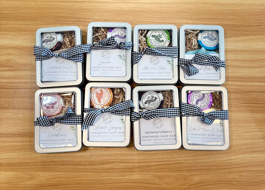 Handmade Soap & Shower Steamer Gift Set in Decorative Tin