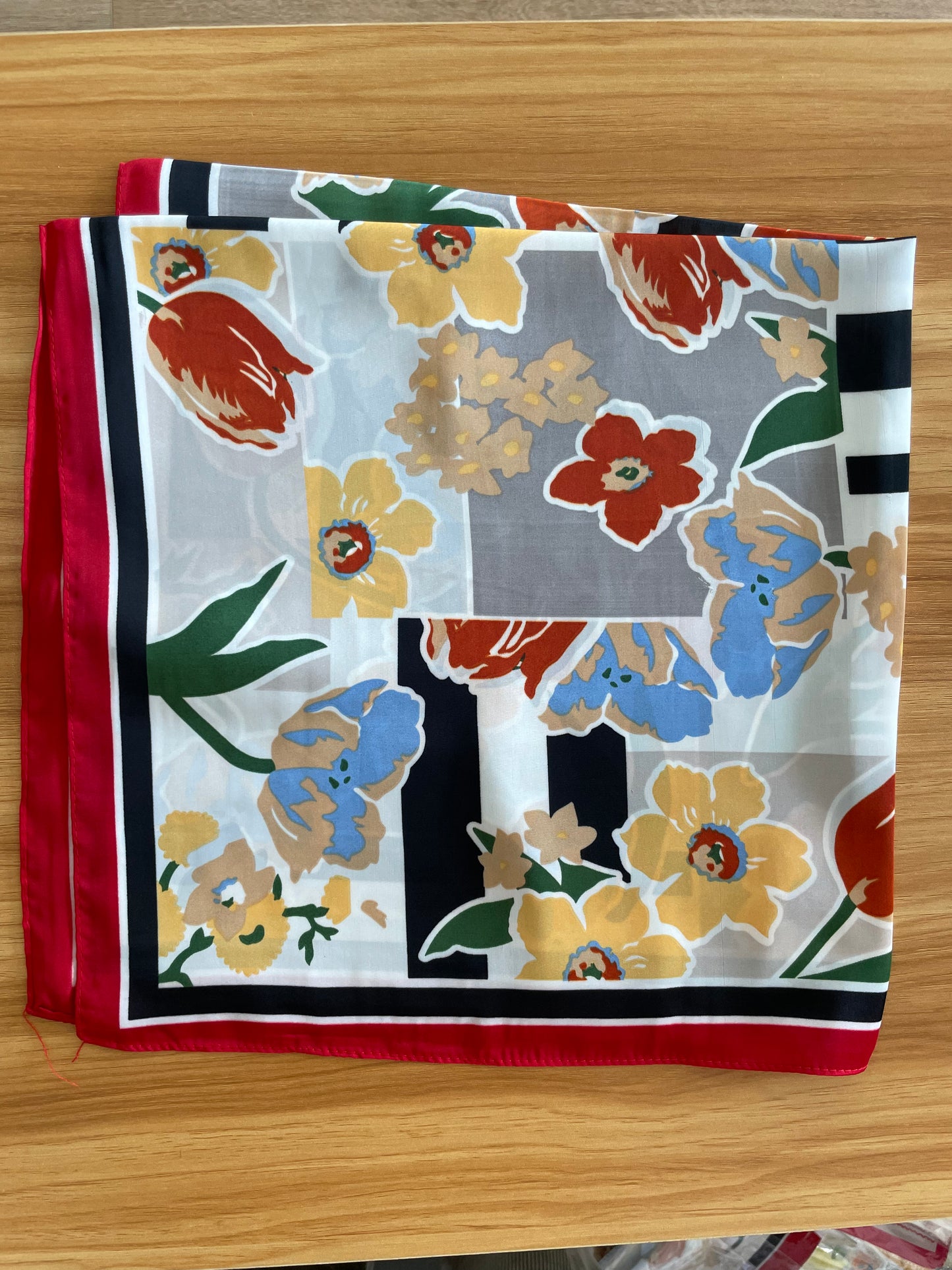 Bandana Scarf - Geometric Floral Red