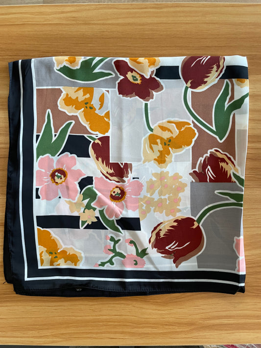 Bandana Scarf - Geometric Floral Black