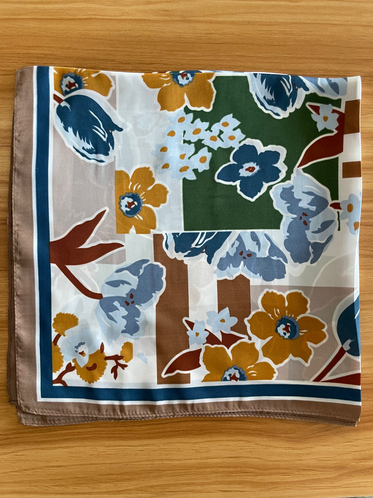 Bandana Scarf - Geometric Floral Brown