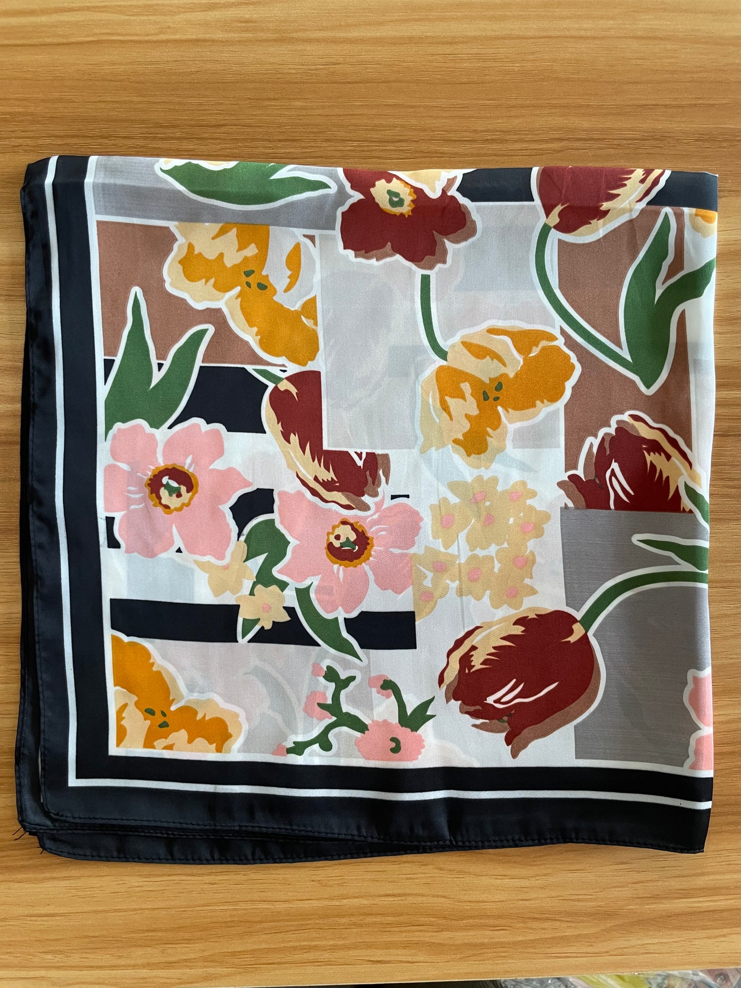 Bandana Scarf - Geometric Floral Black