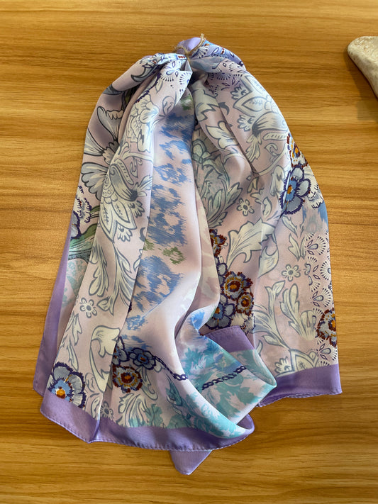 Purple Floral Bandana Scarf