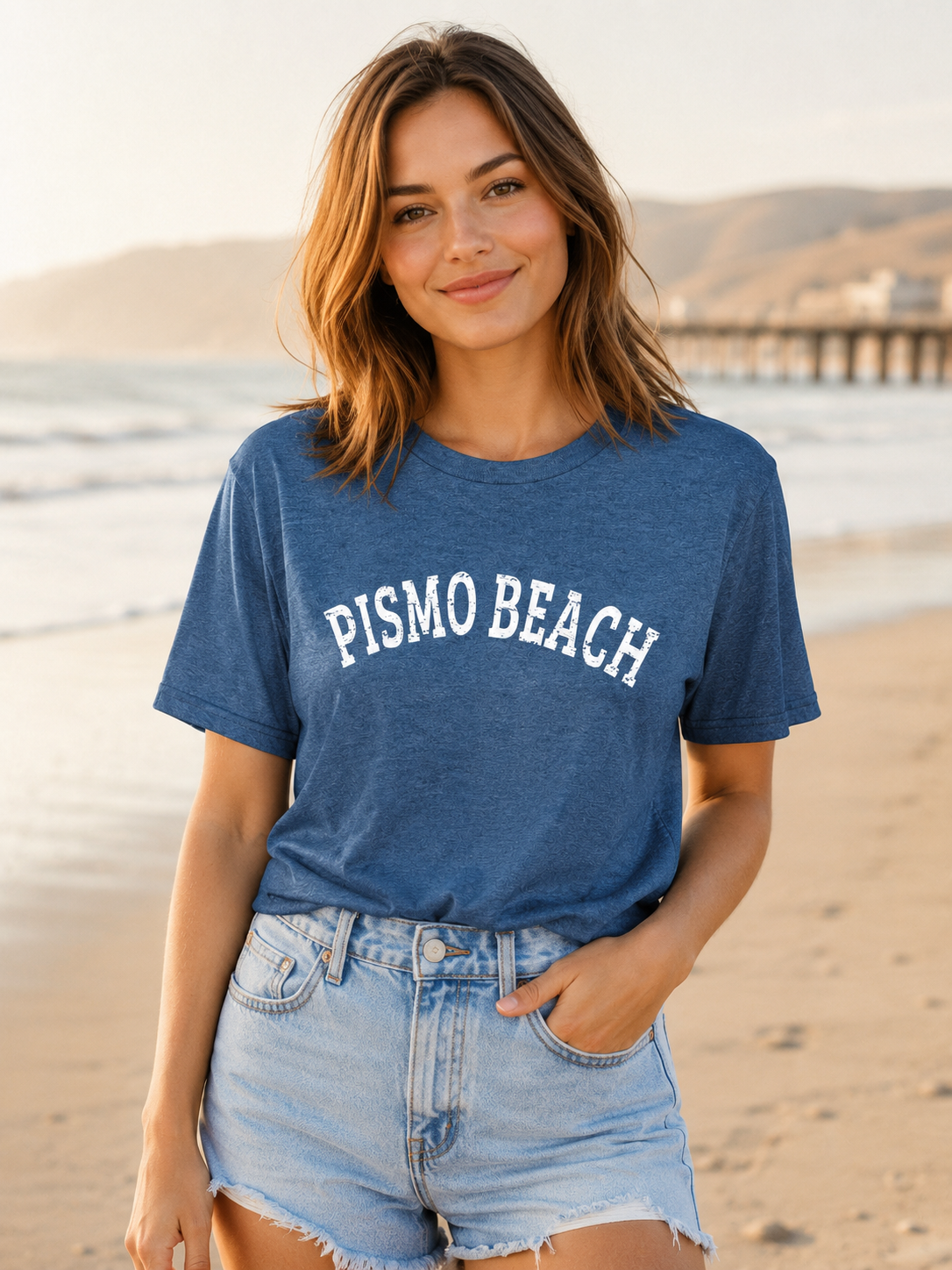 Pismo Beach Vintage Style Perfect Tri Soft T Shirt - Standard Fit