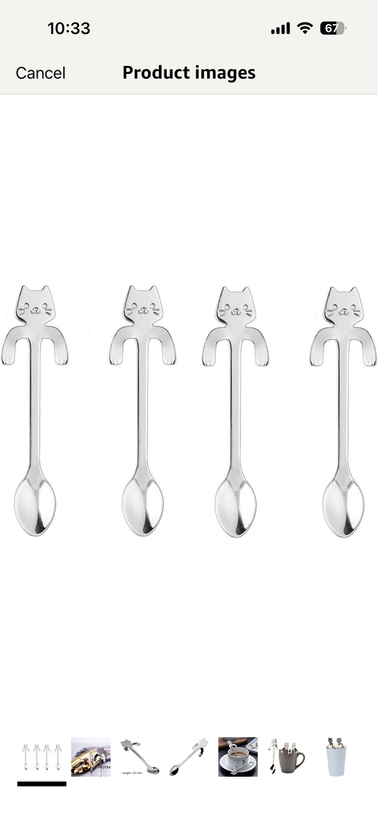 Cat Tea Spoon Gold or Silver