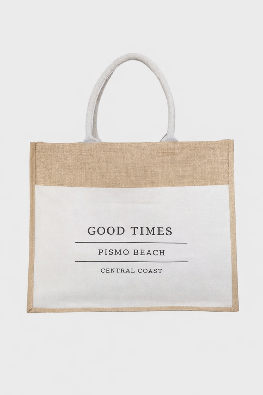 Good Times - Pismo Beach Jute Tote Bag