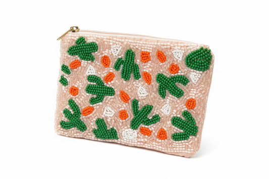 Cactus beaded coin purse