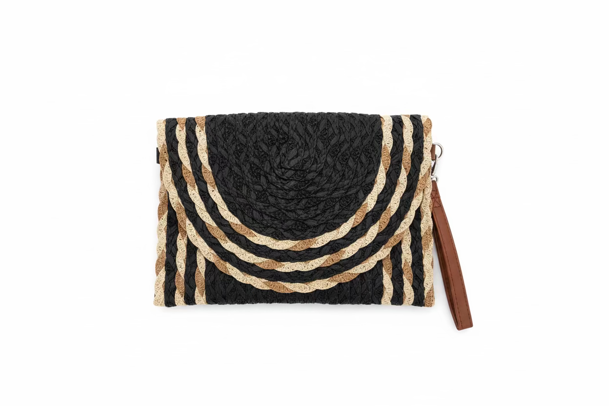 Floral Detail Pattern Envelope Crossbody Bag - Black