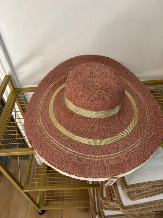 Metallic Accent Trim Floppy Hat - Pink