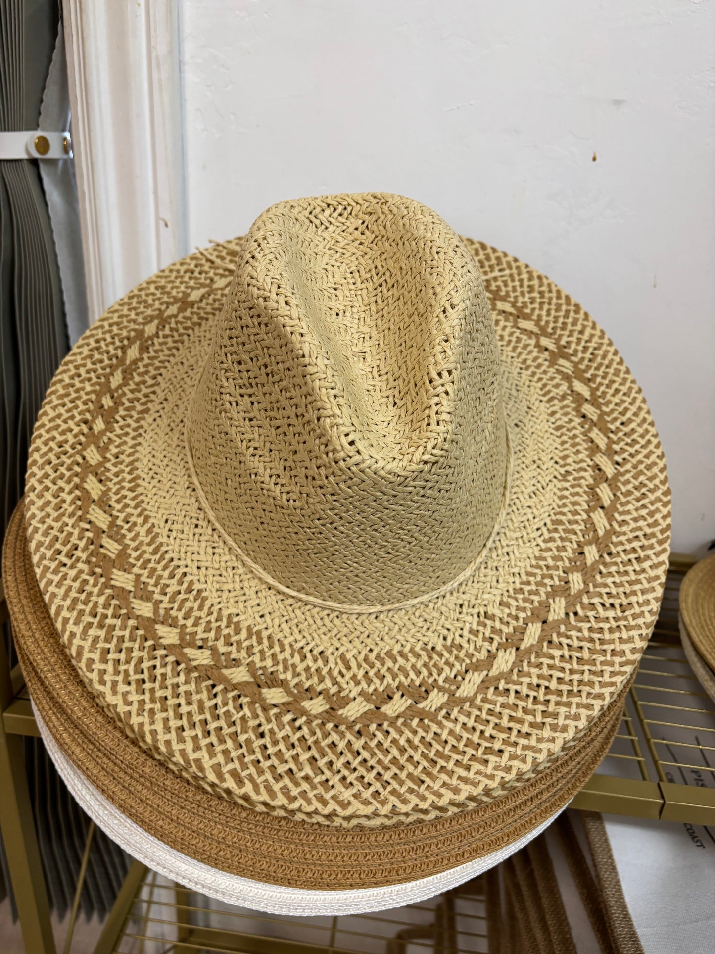 Two Tone Floppy Boho Straw Hat