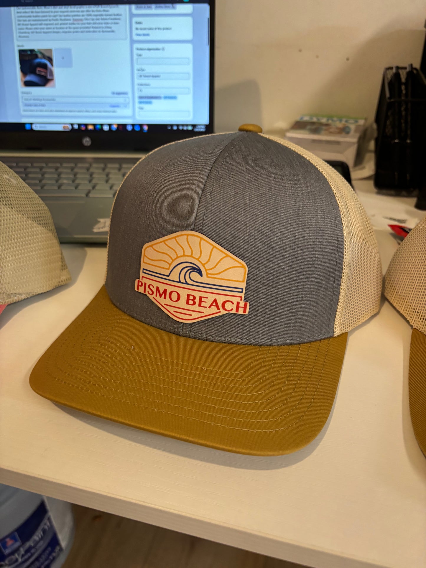 Sun & Waves Leather Patch Hat - CUSTOMIZABLE