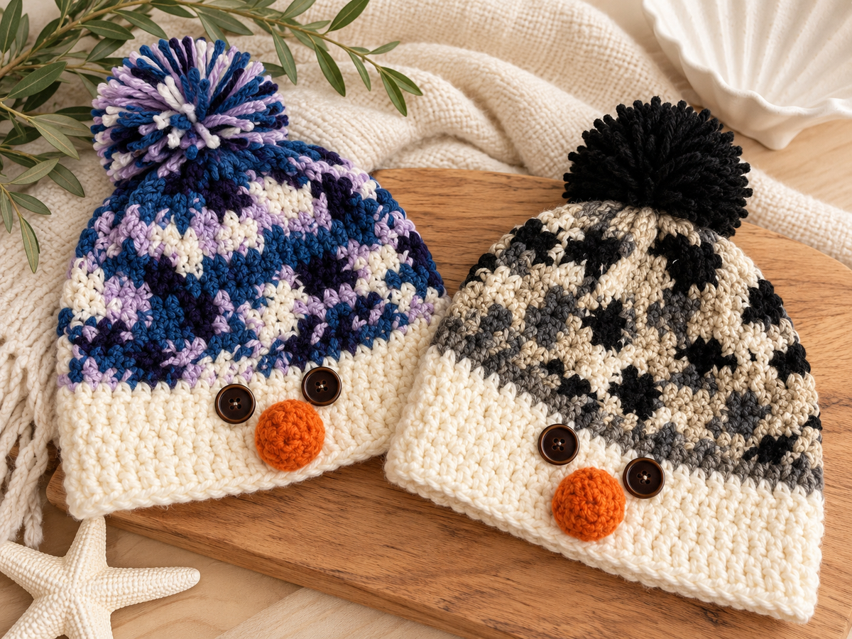 Crochet Snowman Beanie - Handmade Locally