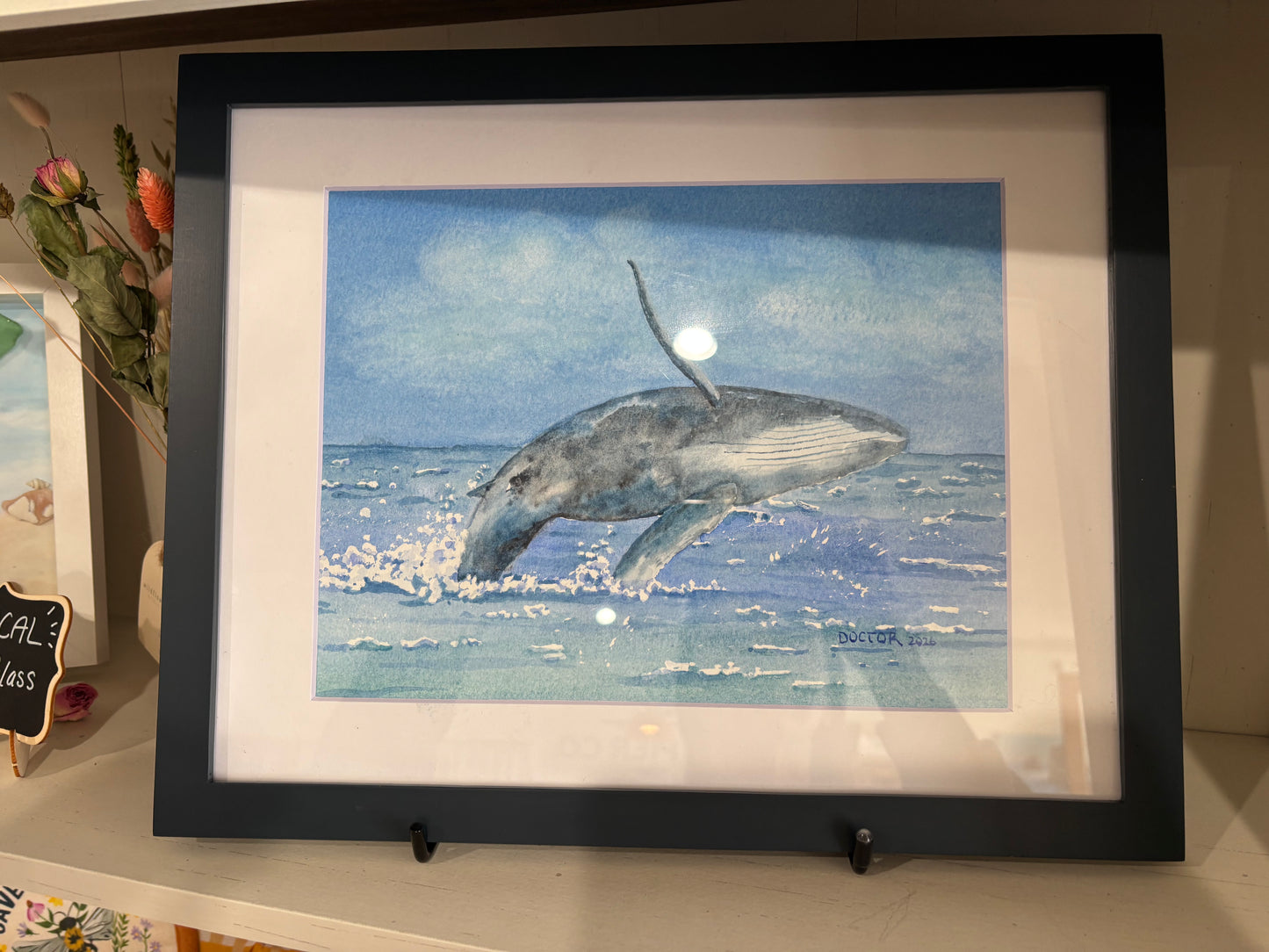 Breaching Whale Original Watercolor by Mert Doctor