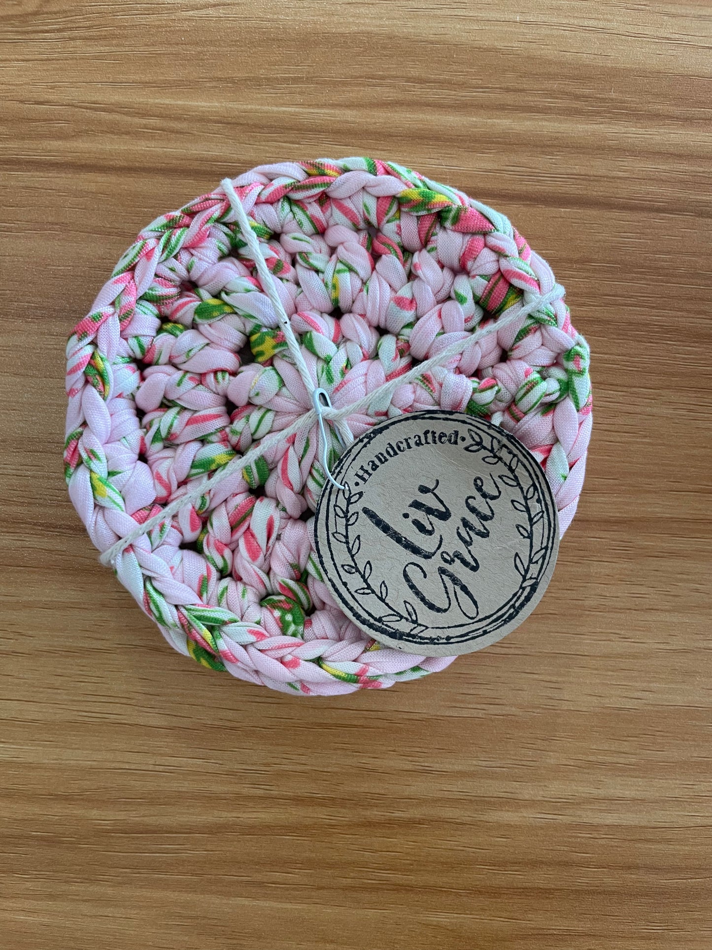 Crochet Coaster 2pc - Pink Floral