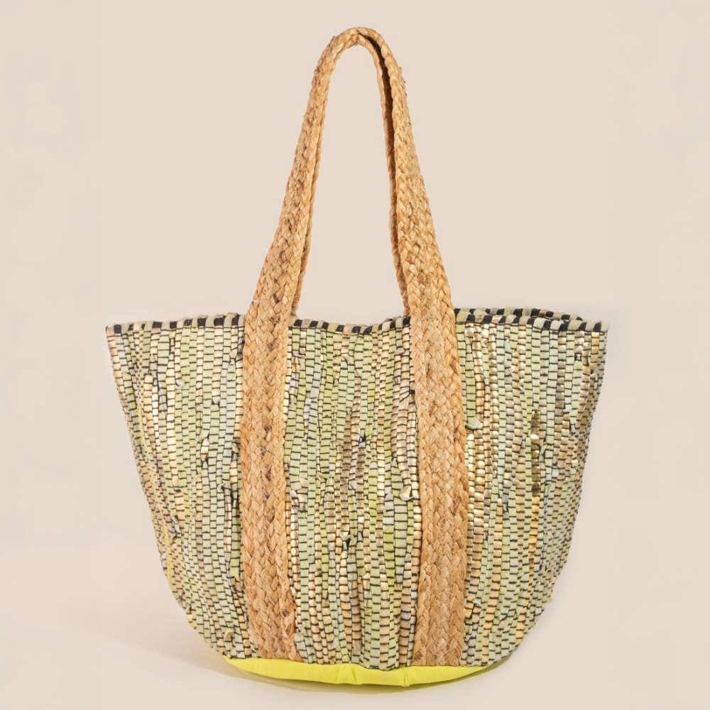 Vibrant Stripes Woven Tote Bag