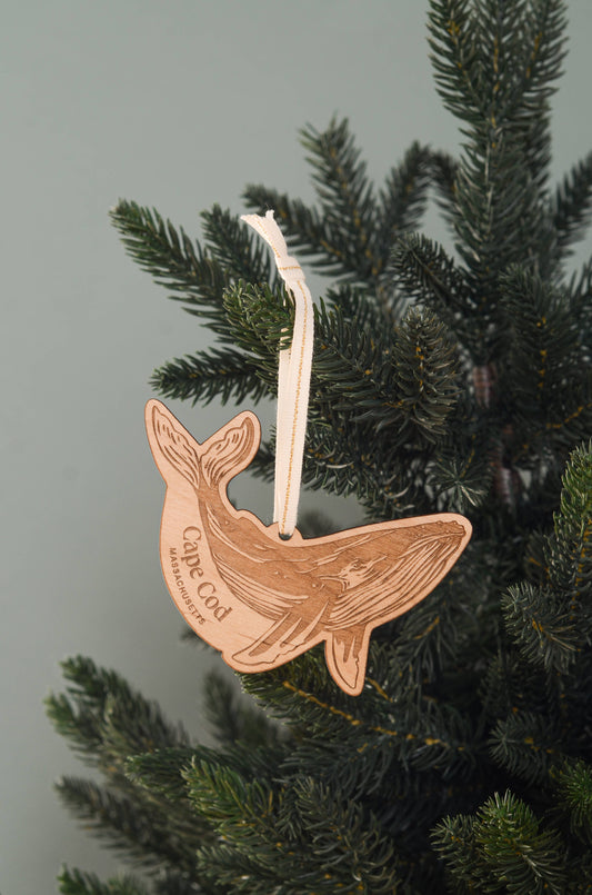 Humpback Whale Destination Wood Ornament
