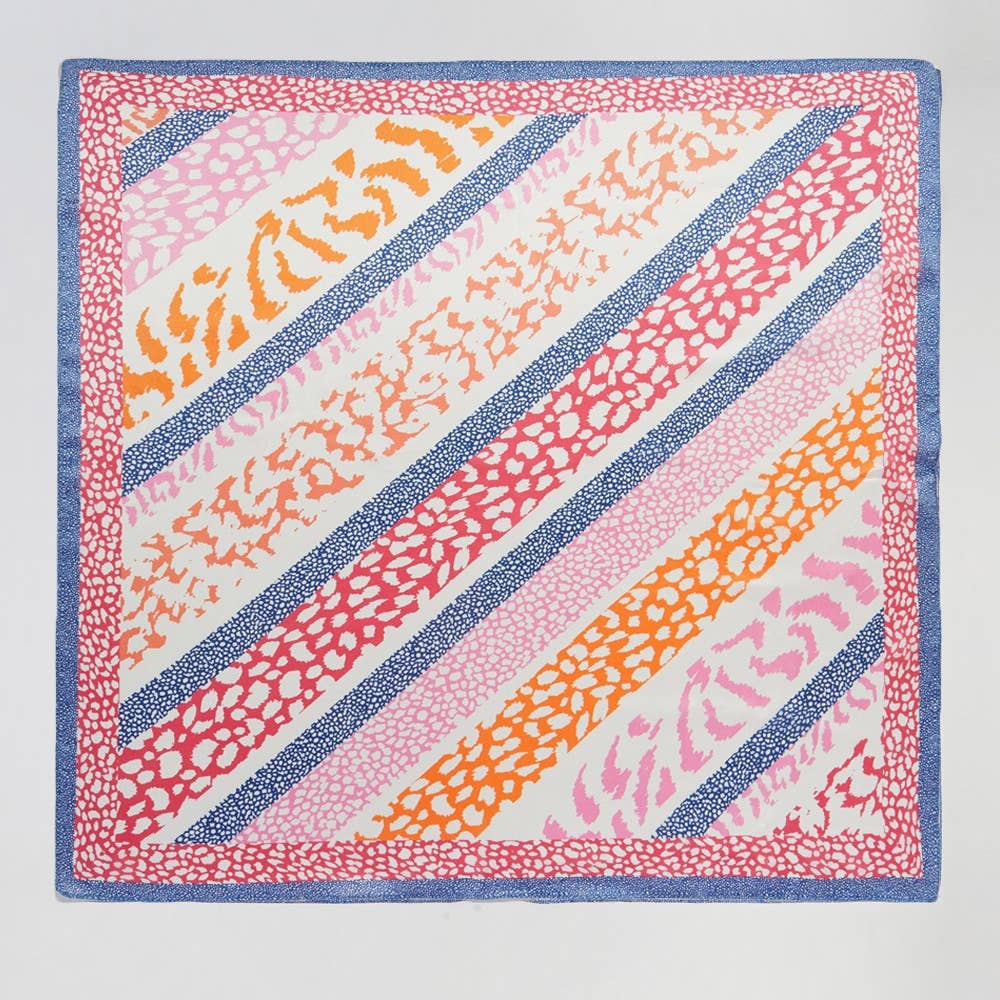 Striped Animal Print Square Bandana Scarf