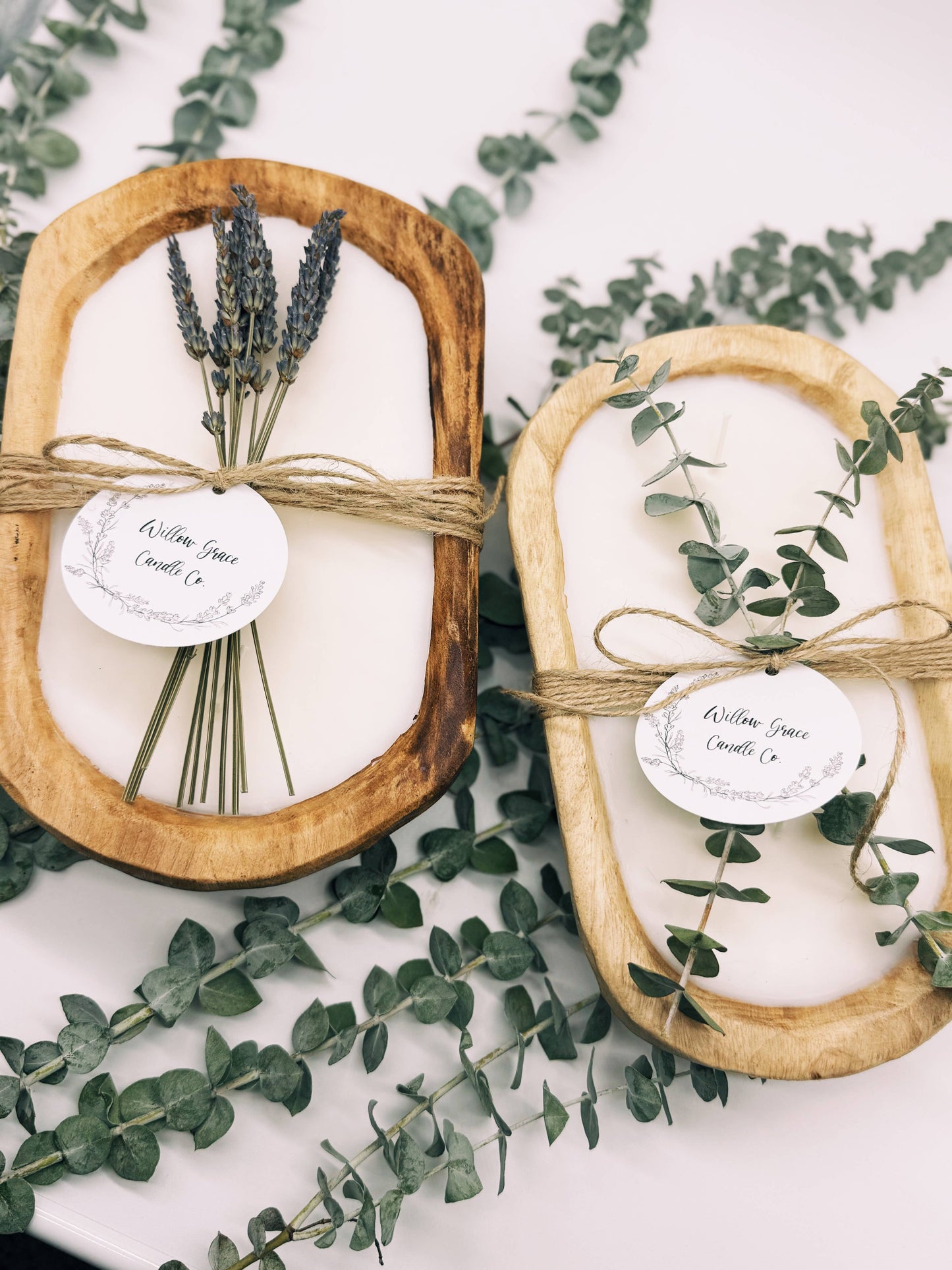 Un-stained Petite Dough Candle: Dried Eucalyptus / Sweet Vanilla