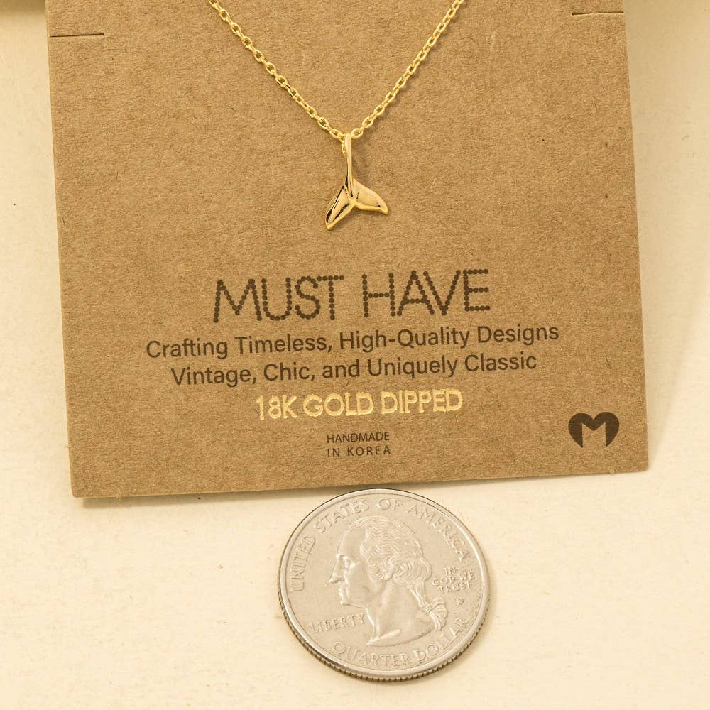 Gold Dipped Whale Tail Pendant Necklace