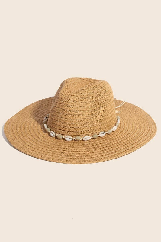 Sea Shell Floppy Straw Hat: Ivory