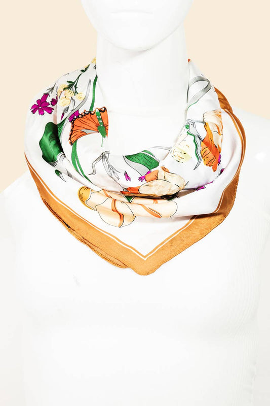 Lightweight Flower Print Square Scarf