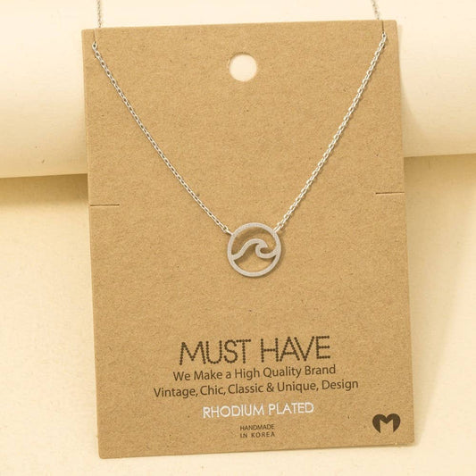Wave Cutout Coin Pendant Necklace