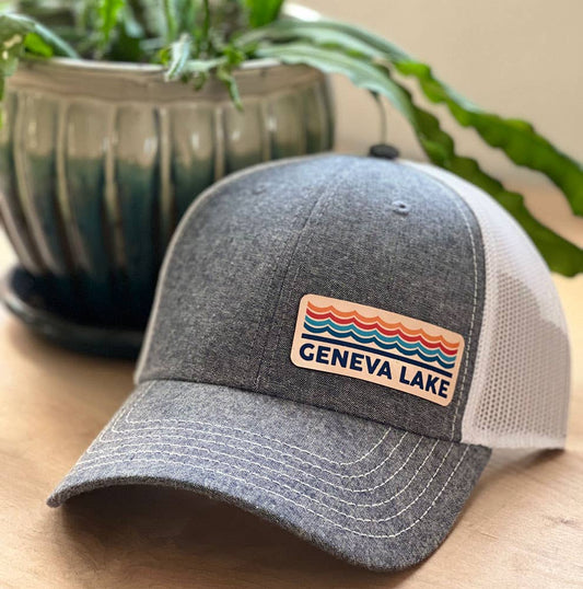 Retro Wave - Leather Patch Hat - CUSTOMIZABLE