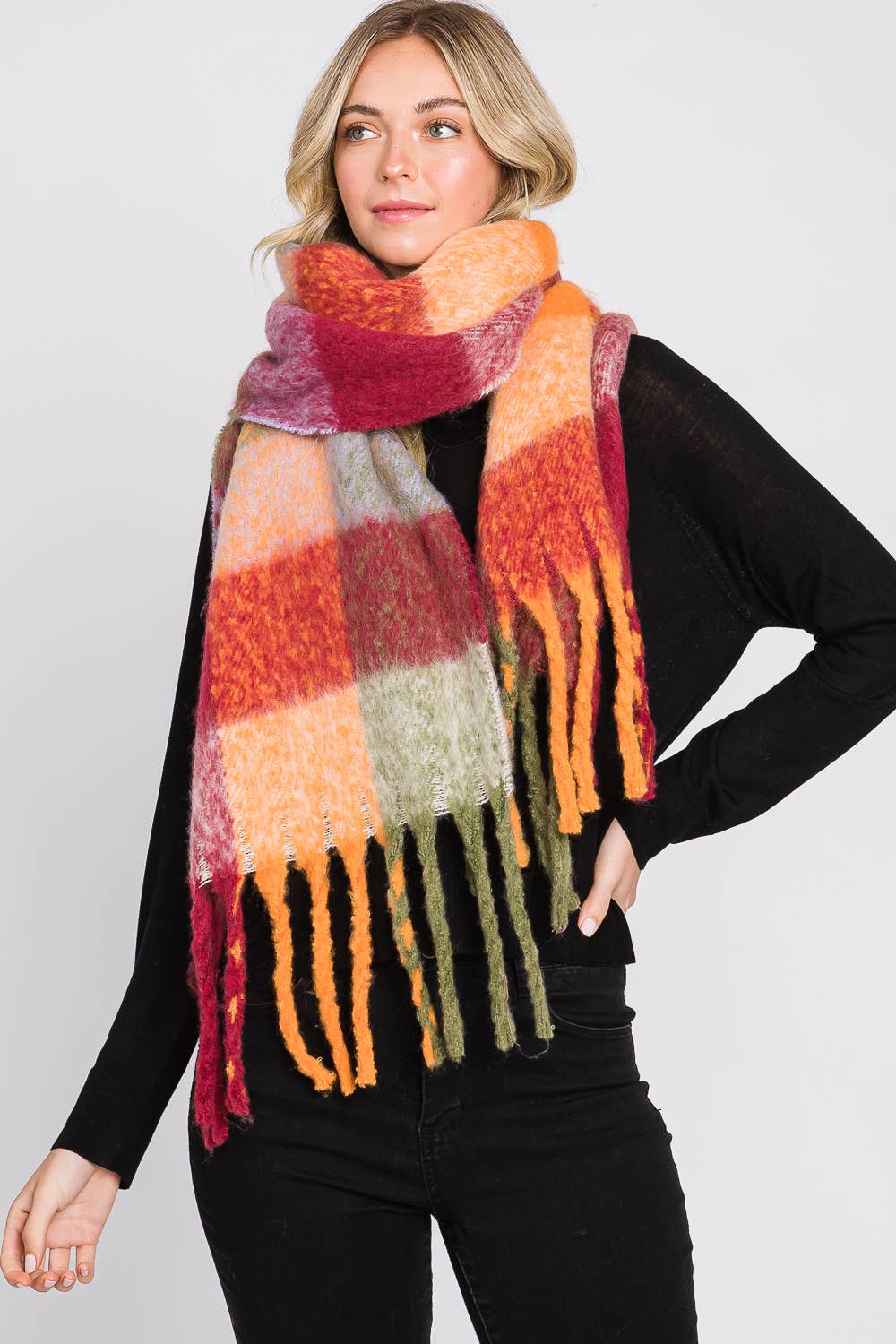 Plaid Scarves - Oblong Scarf/Shawl