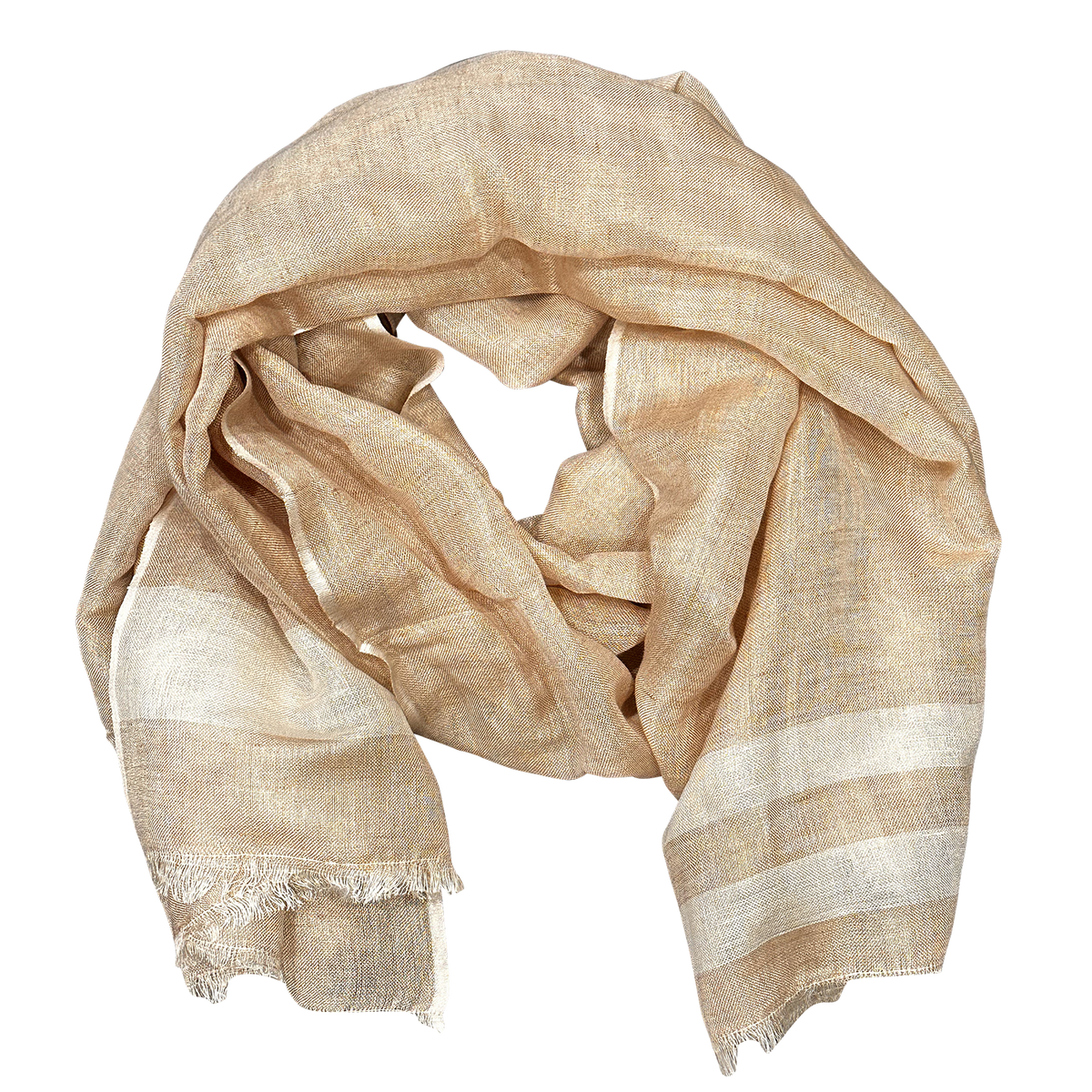 Pure Linen with Fresh Stripes Lightweight Scarf for Women