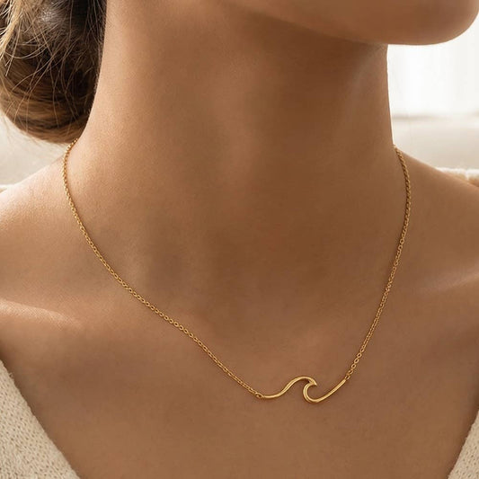 Dainty Wave Pendant Necklace