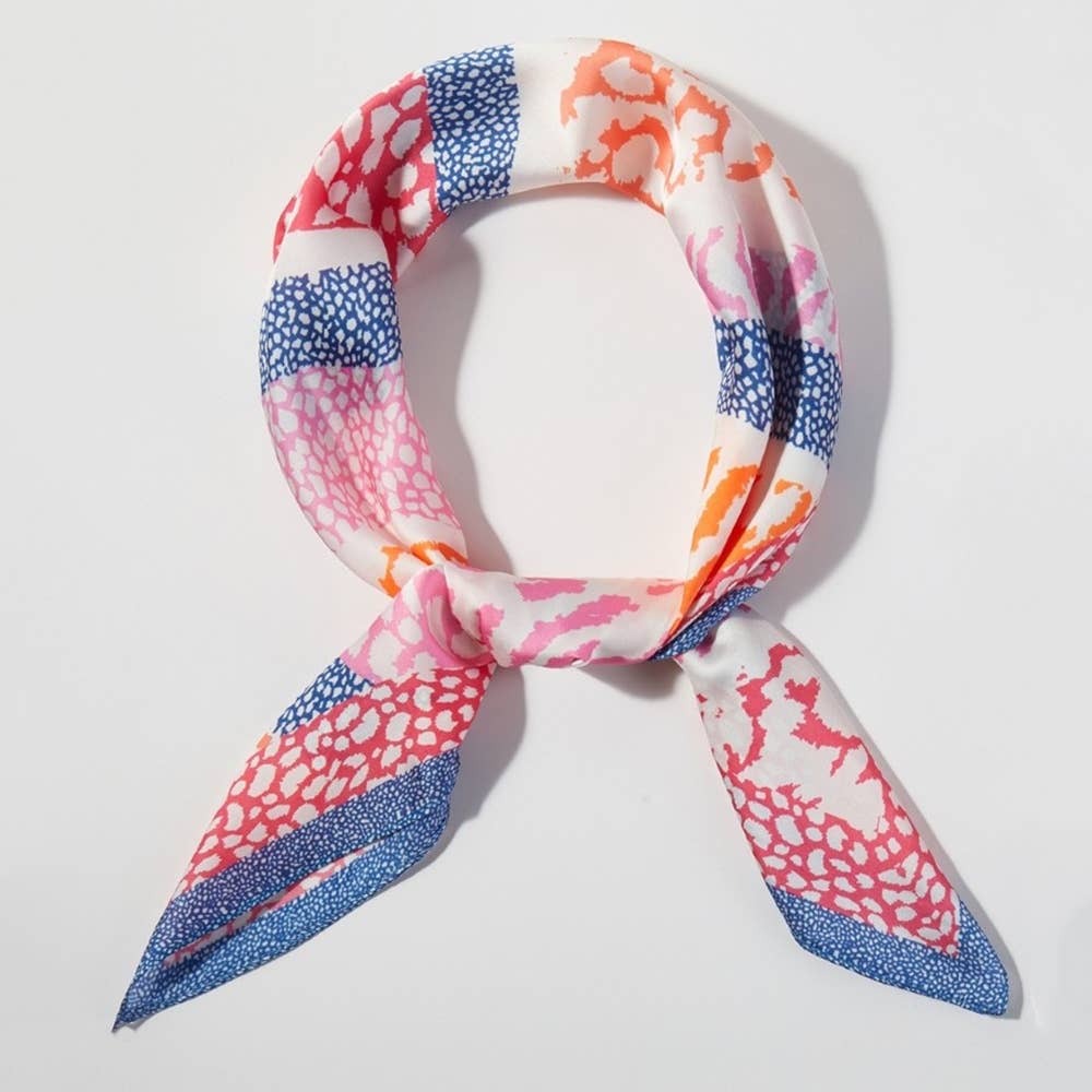 Striped Animal Print Square Bandana Scarf