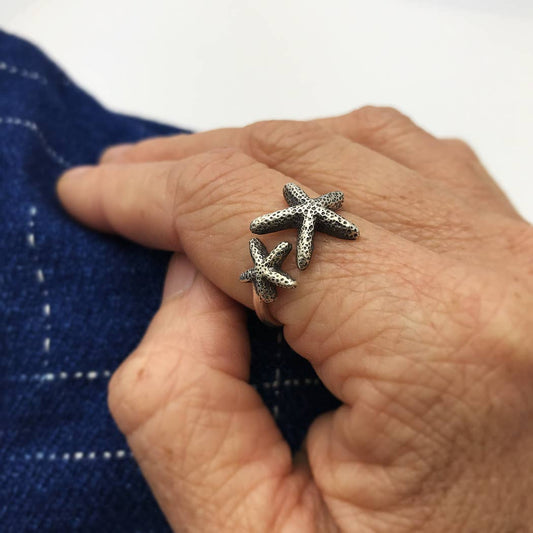 Sterling Silver Adjustable Starfish Ring