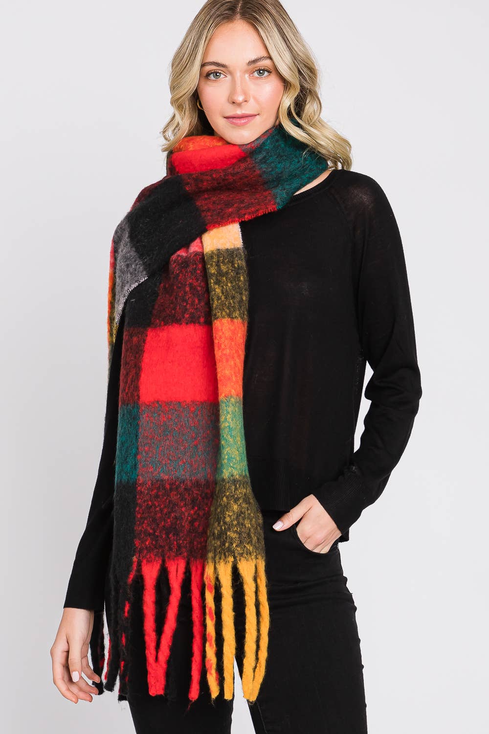 Plaid Scarves - Oblong Scarf/Shawl