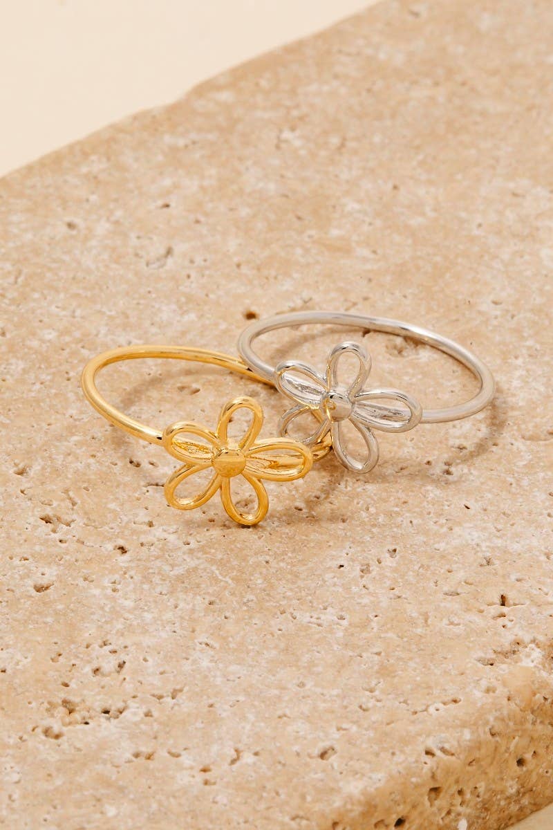 Wire Flower Dainty Band Ring