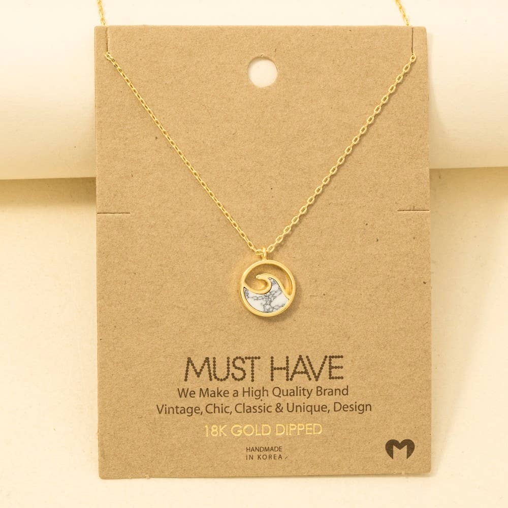 Round Wave Coin Pendant Necklace