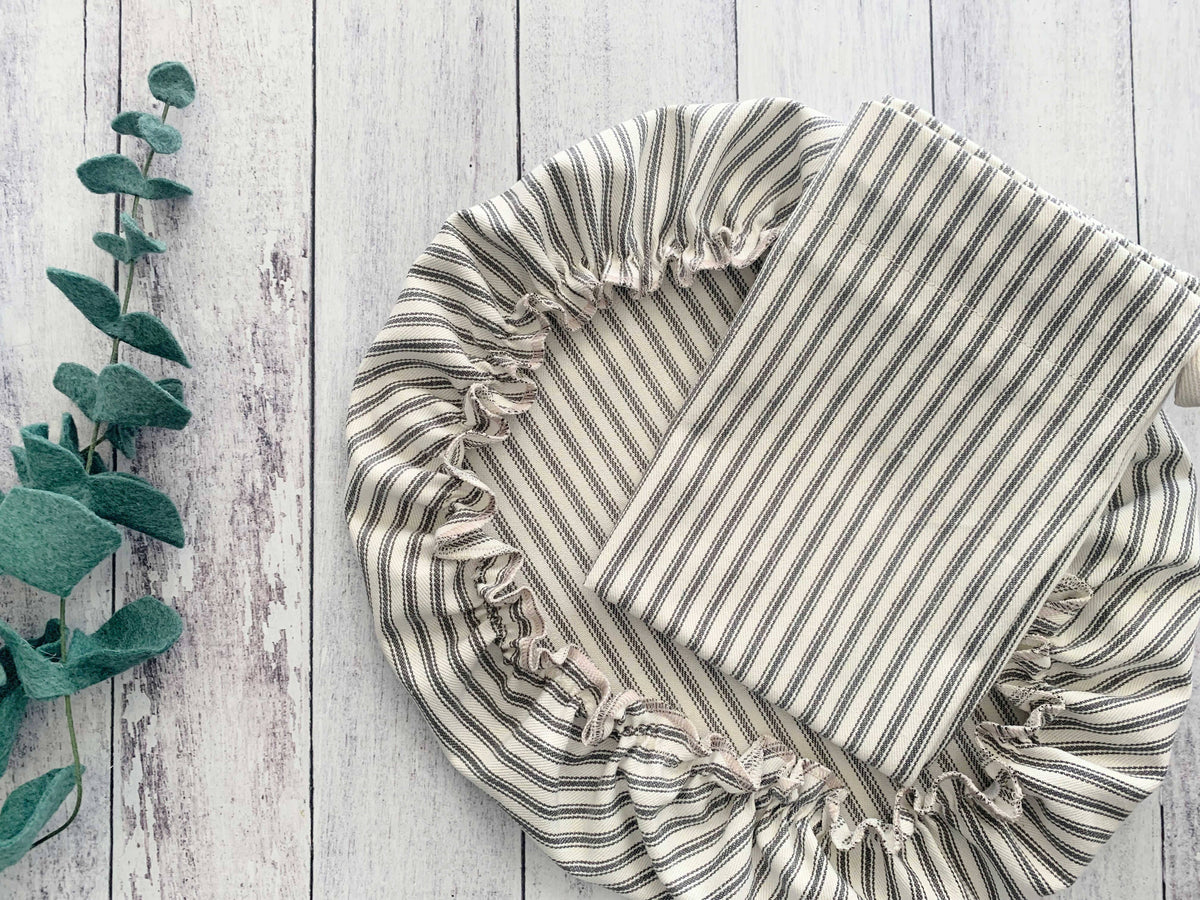Bread Makers Set- Bowl Cover and Bread Bag- Ticking Stripes