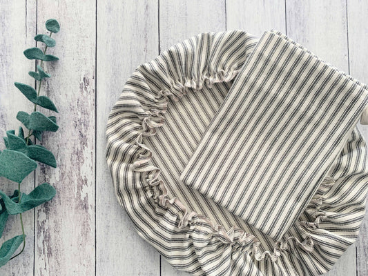 Bread Makers Set- Bowl Cover and Bread Bag- Ticking Stripes