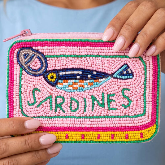 Beaded Sardines Tin Novelty Coin Pouch