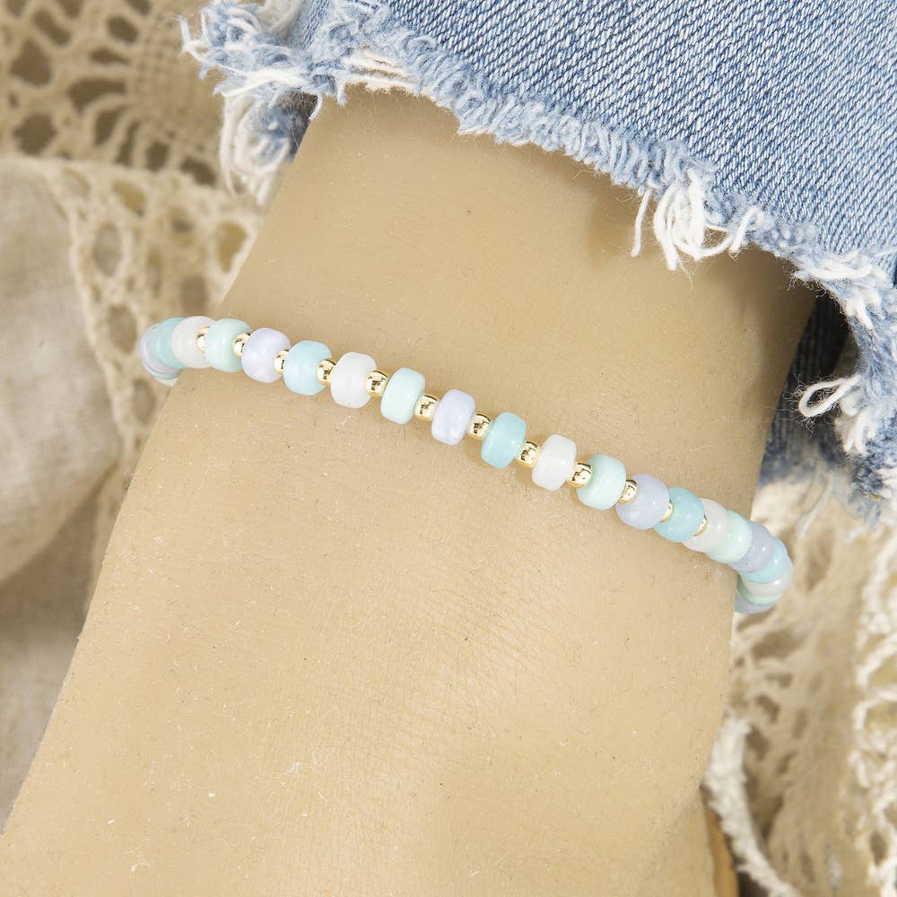 Colorful Rondelle Bead Stretch Beaded Anklet
