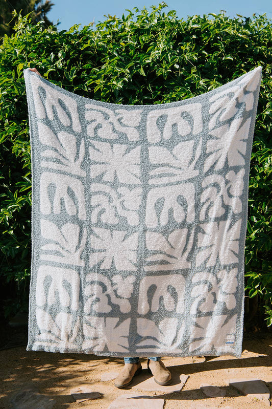 Lanai Plush Throw - Slate Blue