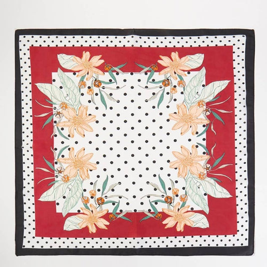 Floral Polka Dot Theme Square Scarf