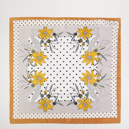 Floral Polka Dot Theme Square Scarf