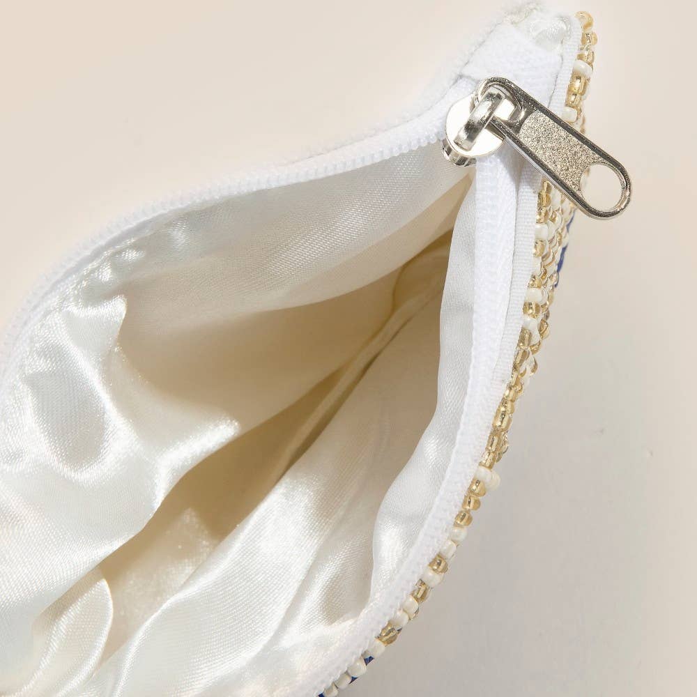Sequin Whale Tale Seed Beaded Coin Purse