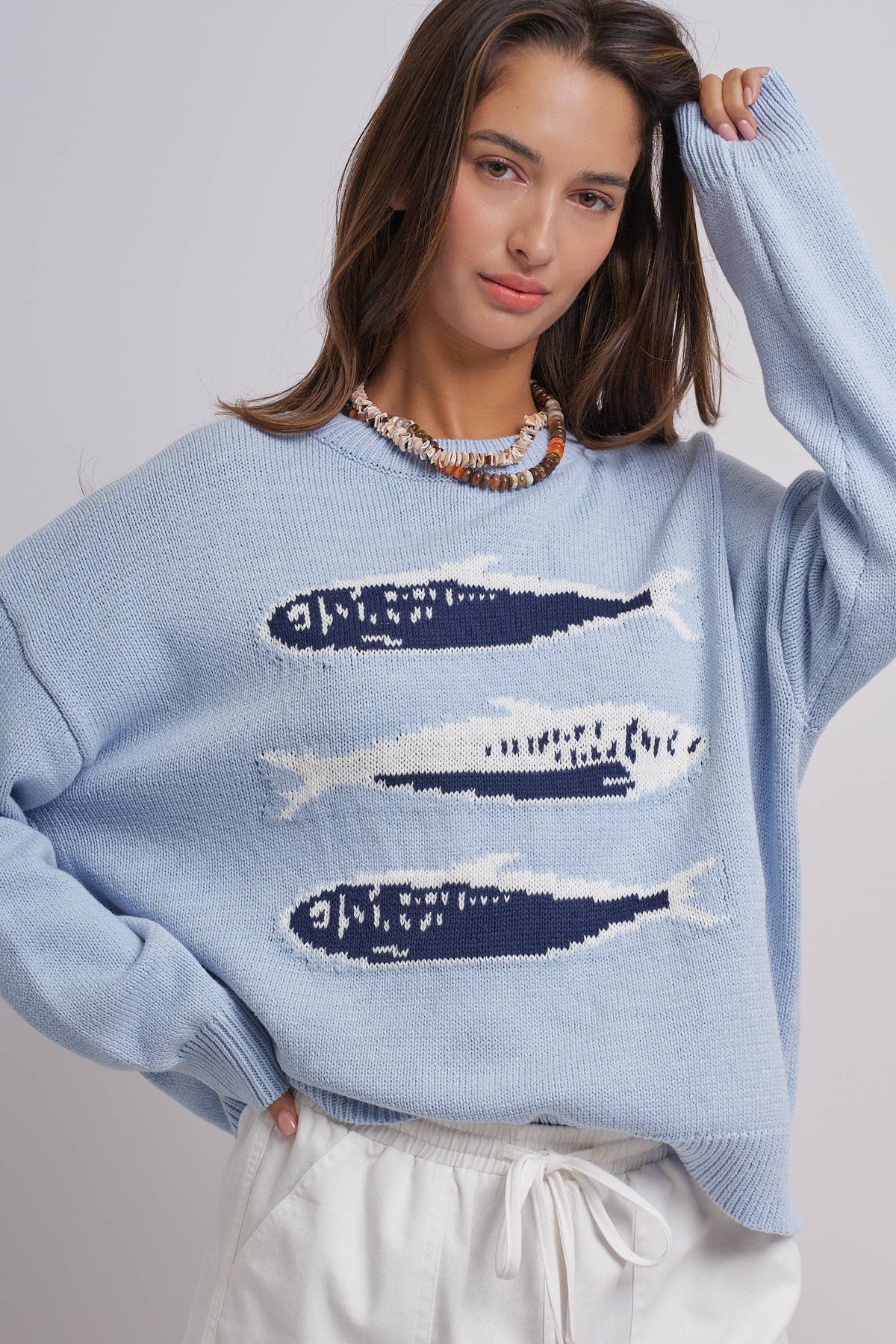 Seaside Sardine Oversized Summer Knit Sweater