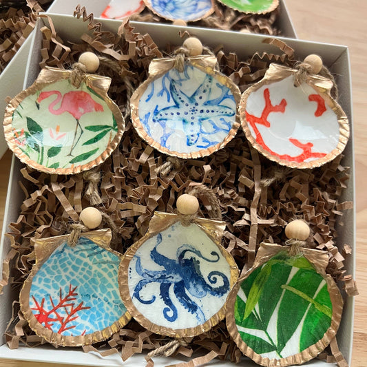 Coastal Mini Shell Ornament Gift Set – Handcrafted Seashell Decor