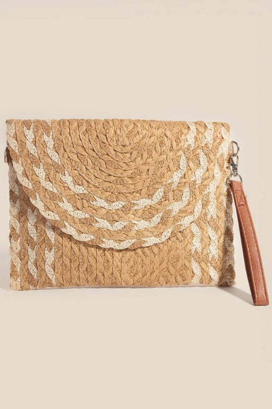Floral Detail Pattern Envelope Crossbody Bag: Taupe