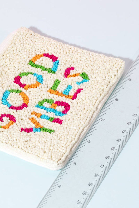 Colorful Good Vibes Beaded Coin Purse