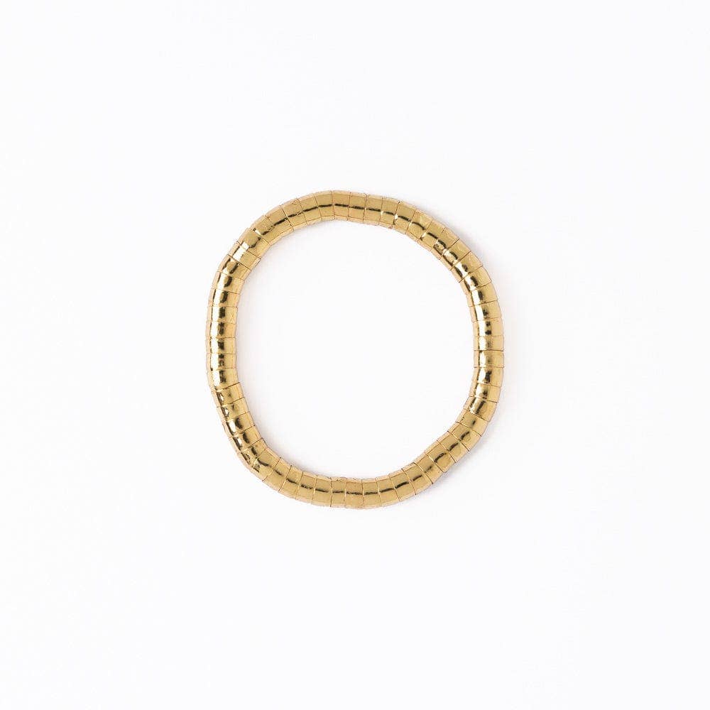 Lucille Round Bead Stretch Bracelet Brass